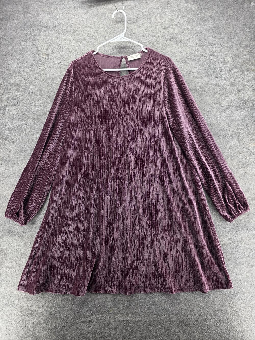 Dress Forum Dress Womens L Purple Trapeze & Swing Velvet Long Sleeve Knee Length